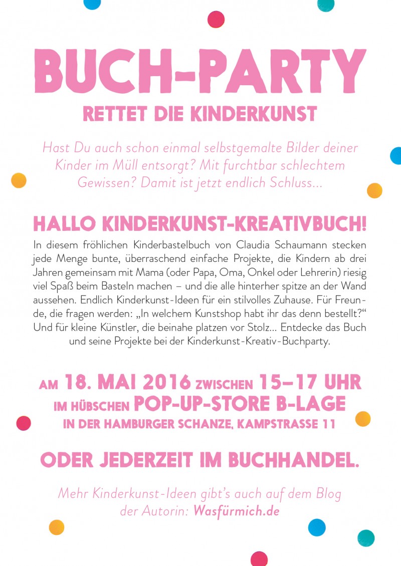 Das Kinderkunst-Kreativbuch, Basteln mit Kindern, Buchparty, Hamburg, 