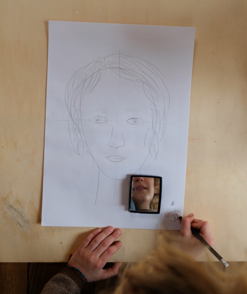 Portrait zeichnen, so malt man mit Kindern ein Selbstportrait